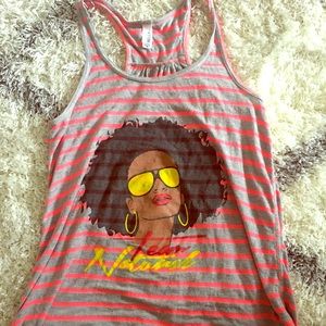 #TeamNatural Neon Pink Striped Tank Top Size MED